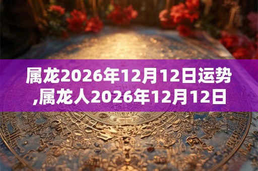 属龙2026年12月12日运势,属龙人2026年12月12日财运,生肖龙2026年12月12日运势