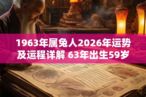 1963年属兔人2026年运势及运程详解 63年出生59岁兔人在虎年每月运势