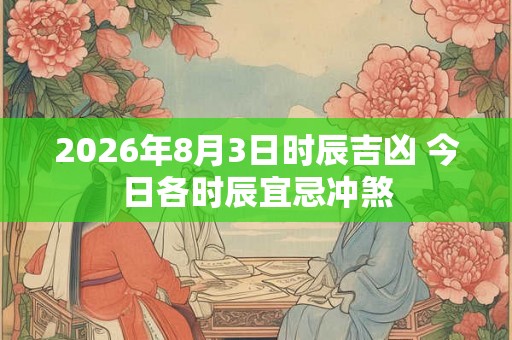 2026年8月3日时辰吉凶 今日各时辰宜忌冲煞 2026年8月3日时辰吉凶 今日各时辰宜忌冲煞