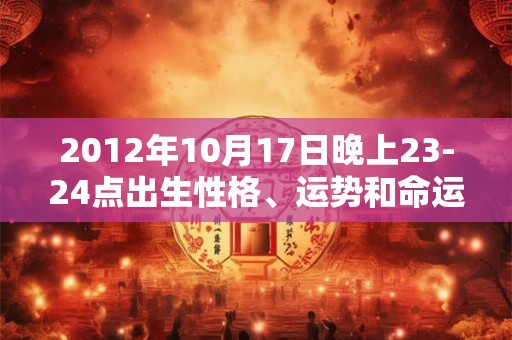 2012年10月17日晚上23-24点出生性格、运势和命运