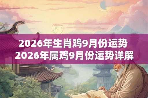 2026年生肖鸡9月份运势 2026年属鸡9月份运势详解
