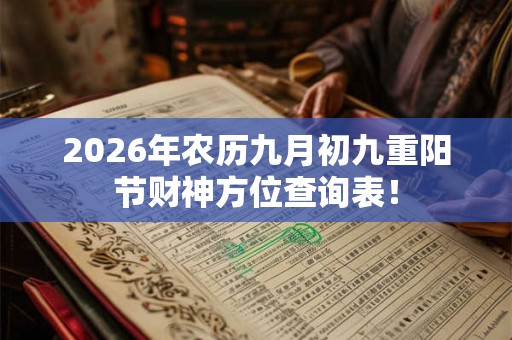 2026年农历九月初九重阳节财神方位查询表！