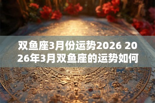 双鱼座3月份运势2026 2026年3月双鱼座的运势如何
