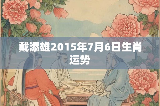 戴添雄2015年7月6日生肖运势