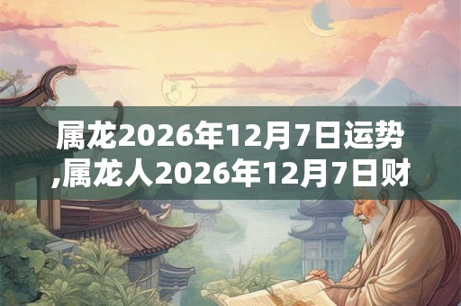 属龙2026年12月7日运势,属龙人2026年12月7日财运,生肖龙2026年12月7日运势