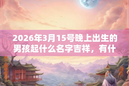 2026年3月15号晚上出生的男孩起什么名字吉祥，有什么名字推荐？