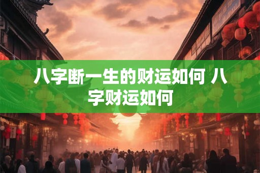 八字断一生的财运如何 八字财运如何 八字断一生的财运如何 八字财运如何