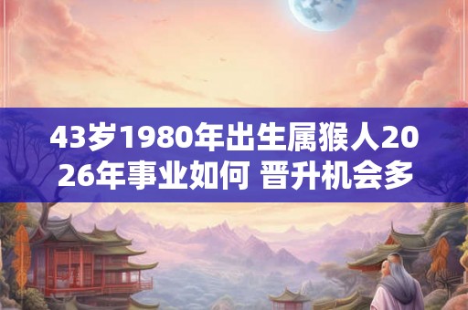 43岁1980年出生属猴人2026年事业如何 晋升机会多
