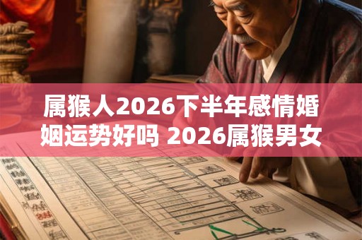 属猴人2026下半年感情婚姻运势好吗 2026属猴男女的婚姻运势详解