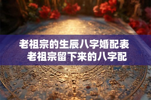 老祖宗的生辰八字婚配表  老祖宗留下来的八字配