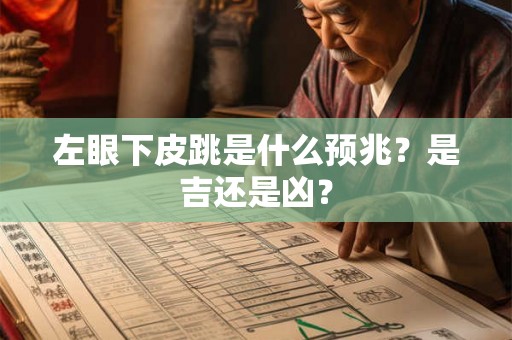 左眼下皮跳是什么预兆？是吉还是凶？