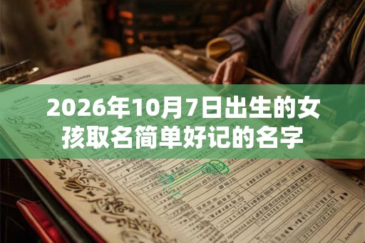 2026年10月7日出生的女孩取名简单好记的名字