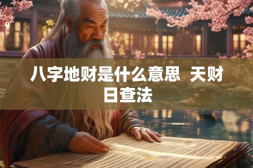 八字地财是什么意思  天财日查法