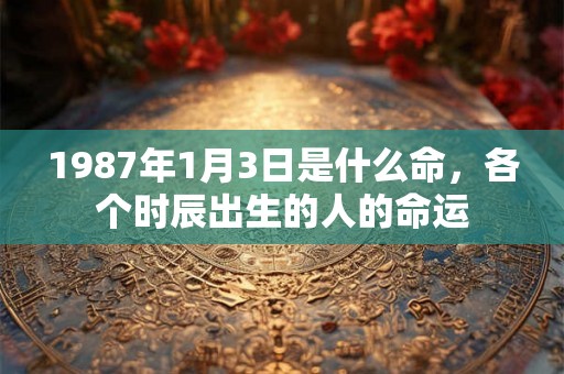 1987年1月3日是什么命，各个时辰出生的人的命运
