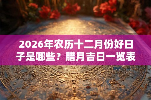 2026年农历十二月份好日子是哪些？腊月吉日一览表
