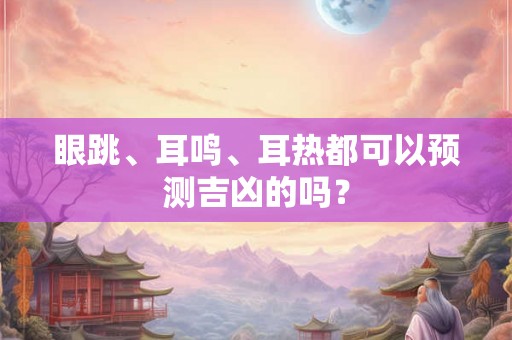 眼跳、耳鸣、耳热都可以预测吉凶的吗? 眼跳、耳鸣、耳热都可以预测吉凶的吗?