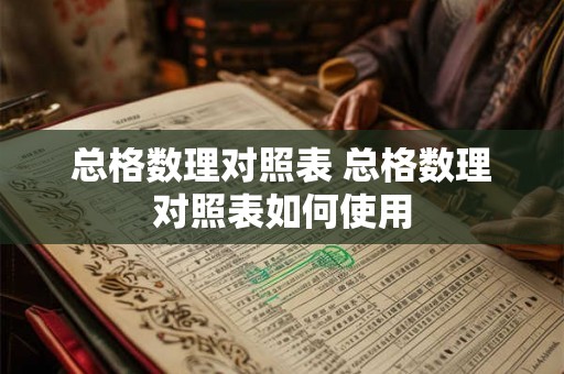 总格数理对照表 总格数理对照表如何使用