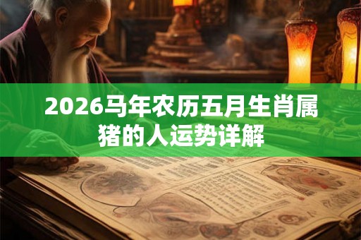 2026马年农历五月生肖属猪的人运势详解