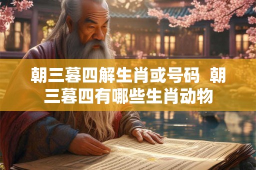 朝三暮四解生肖或号码 朝三暮四有哪些生肖动物 朝三暮四解生肖或号码 朝三暮四有哪些生肖动物