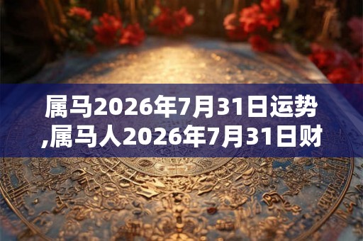 属马2026年7月31日运势,属马人2026年7月31日财运,生肖马2026年7月31日运势
