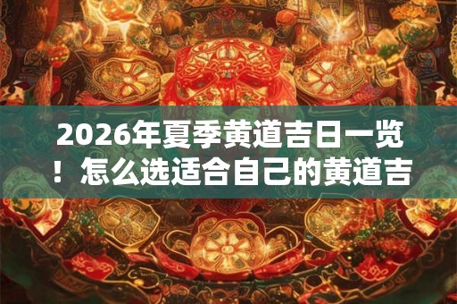 2026年夏季黄道吉日一览！怎么选适合自己的黄道吉日？