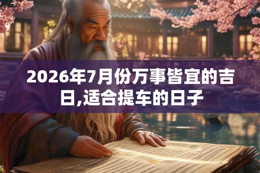 2026年7月份万事皆宜的吉日,适合提车的日子 2026年7月份万事皆宜的吉日,适合提车的日子