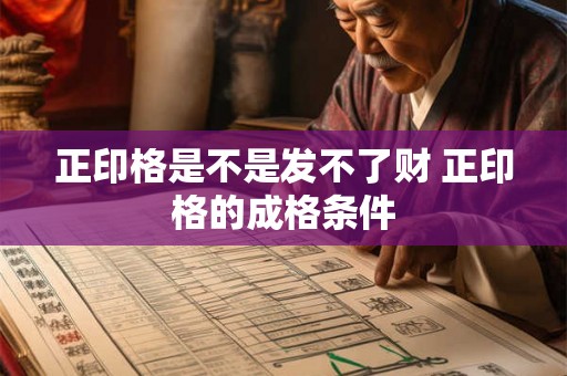 正印格是不是发不了财 正印格的成格条件