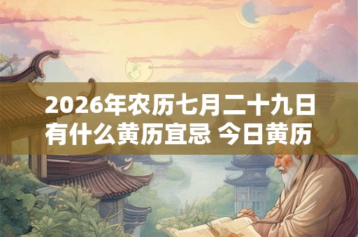 2026年农历七月二十九日有什么黄历宜忌 今日黄历查询