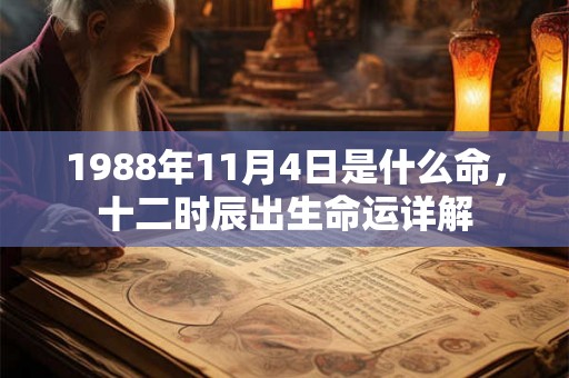 1988年11月4日是什么命，十二时辰出生命运详解