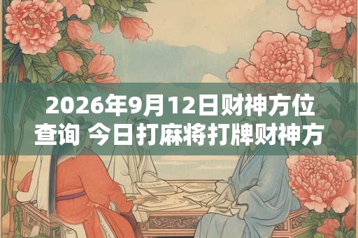2026年9月12日财神方位查询 今日打麻将打牌财神方位