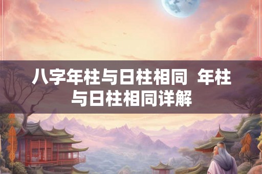八字年柱与日柱相同 年柱与日柱相同详解 八字年柱与日柱相同 年柱与日柱相同详解