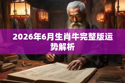 2026年6月生肖牛完整版运势解析