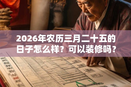 2026年农历三月二十五的日子怎么样?可以装修吗? 2026年农历三月二十五的日子怎么样?可以装修吗?