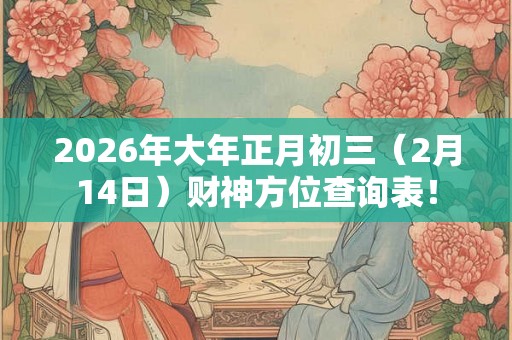 2026年大年正月初三（2月14日）财神方位查询表！