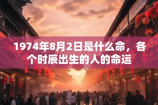 1974年8月2日是什么命，各个时辰出生的人的命运