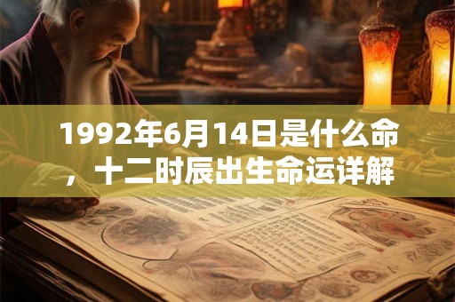 1992年6月14日是什么命，十二时辰出生命运详解