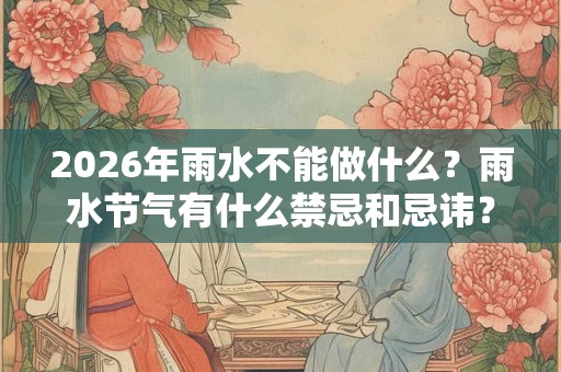 2026年雨水不能做什么?雨水节气有什么禁忌和忌讳? 2026年雨水不能做什么?雨水节气有什么禁忌和忌讳?