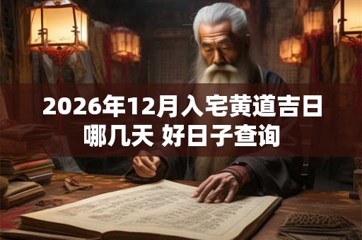 2026年12月入宅黄道吉日哪几天 好日子查询