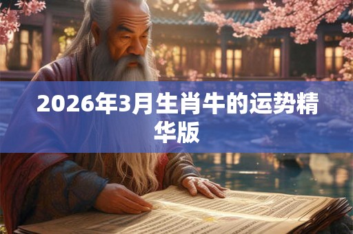 2026年3月生肖牛的运势精华版