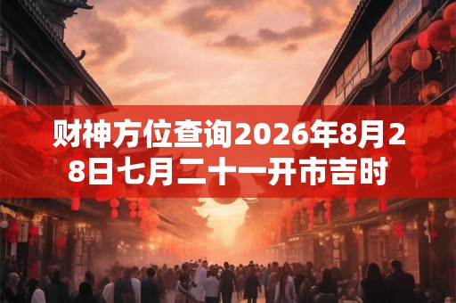 财神方位查询2026年8月28日七月二十一开市吉时