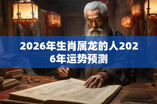 2026年生肖属龙的人2026年运势预测