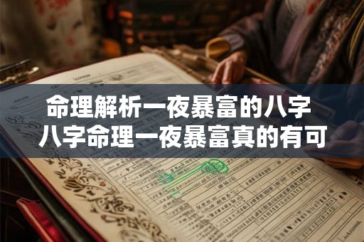 命理解析一夜暴富的八字 八字命理一夜暴富真的有可能吗