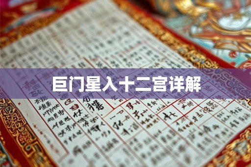 巨门星入十二宫详解 巨门星入十二宫详解