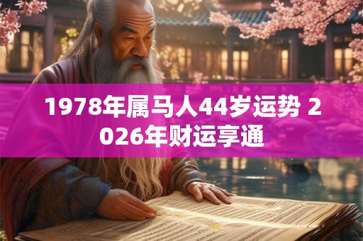 1978年属马人44岁运势 2026年财运享通