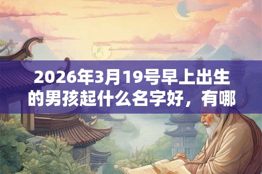2026年3月19号早上出生的男孩起什么名字好，有哪些好名字推荐？