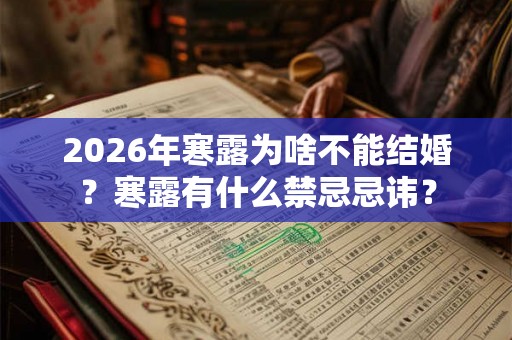 2026年寒露为啥不能结婚？寒露有什么禁忌忌讳？