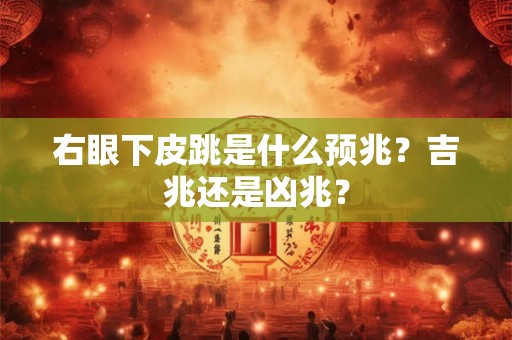 右眼下皮跳是什么预兆？吉兆还是凶兆？