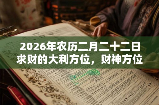 2026年农历二月二十二日求财的大利方位，财神方位在哪？