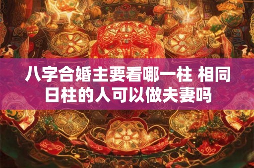 八字合婚主要看哪一柱 相同日柱的人可以做夫妻吗