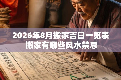 2026年8月搬家吉日一览表 搬家有哪些风水禁忌 2026年8月搬家吉日一览表 搬家有哪些风水禁忌